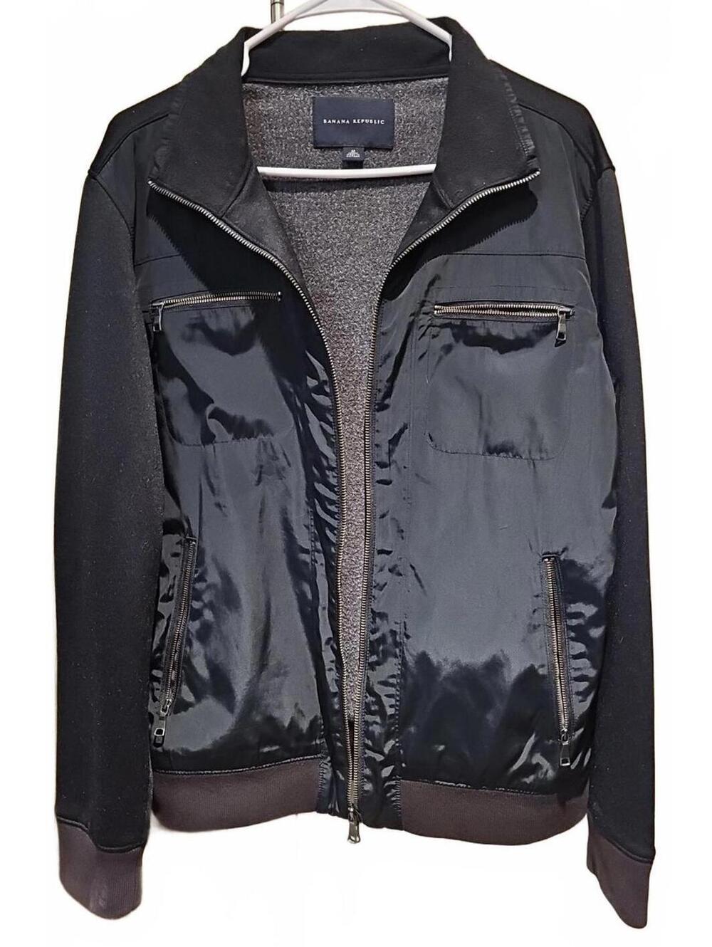 Banana Republic Men's Medium Black Satin Bomber Jacket Streetwear